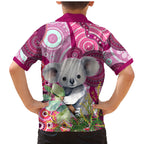 personalised-australia-family-matching-mermaid-dress-and-hawaiian-shirt-cute-koala-with-golden-wattle-indigenous-art
