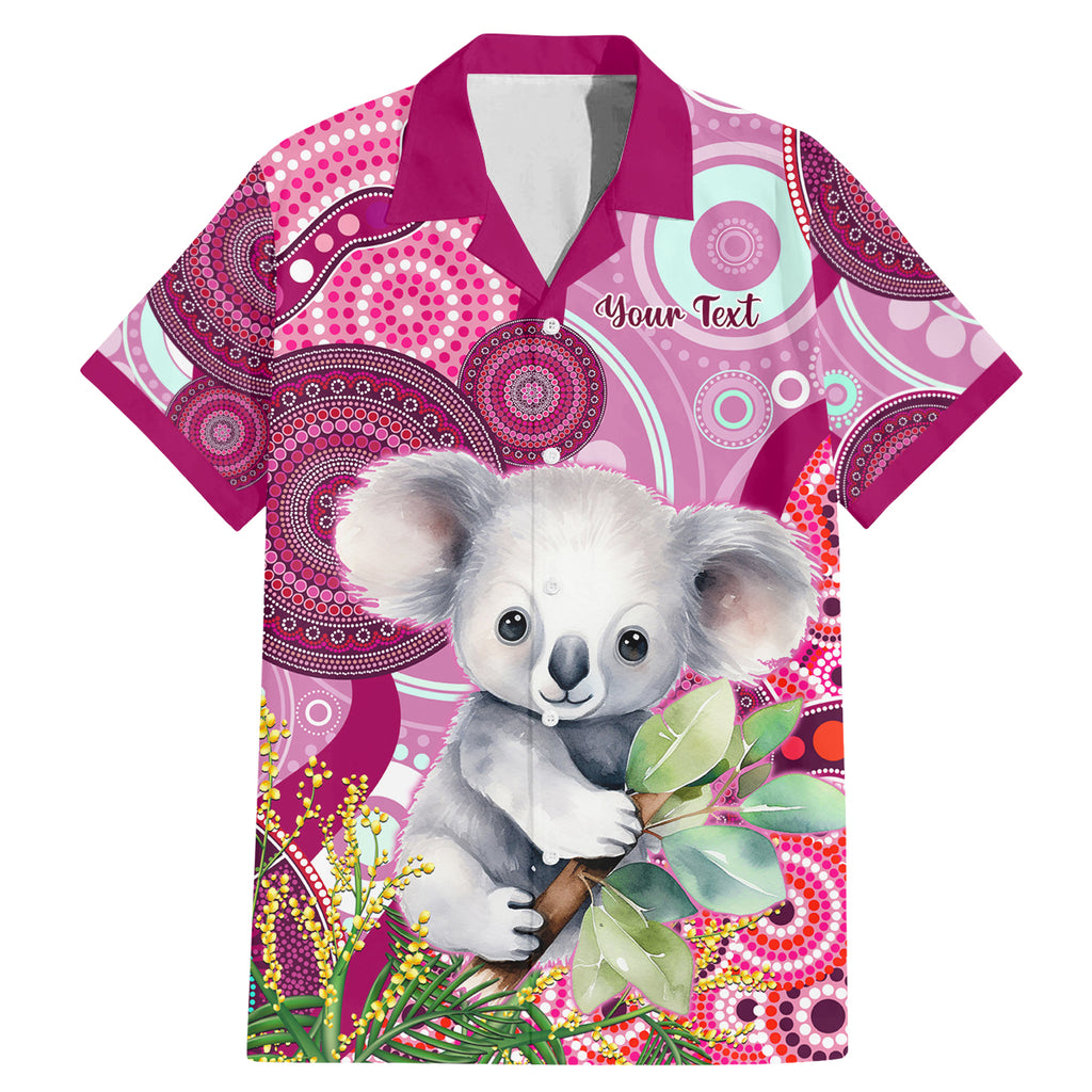 personalised-australia-family-matching-mermaid-dress-and-hawaiian-shirt-cute-koala-with-golden-wattle-indigenous-art