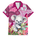 personalised-australia-family-matching-mermaid-dress-and-hawaiian-shirt-cute-koala-with-golden-wattle-indigenous-art