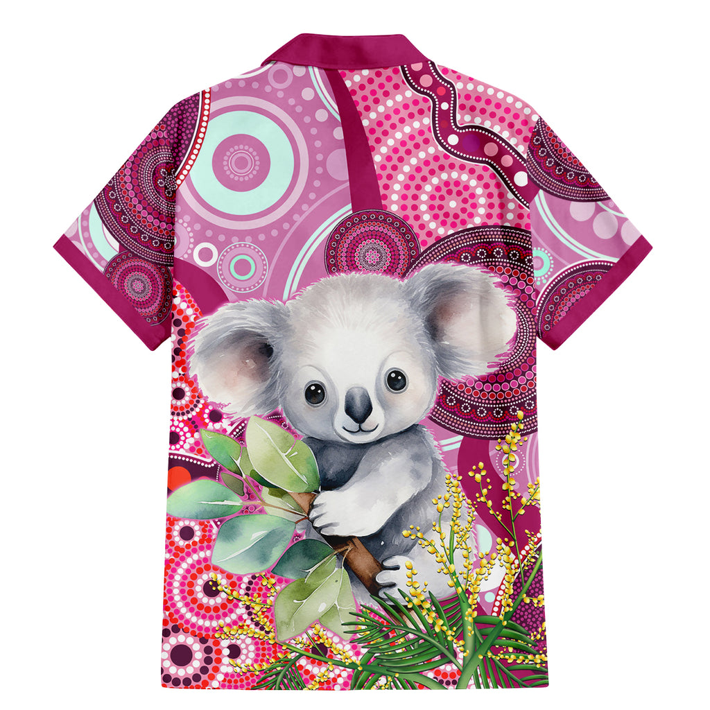 personalised-australia-family-matching-mermaid-dress-and-hawaiian-shirt-cute-koala-with-golden-wattle-indigenous-art