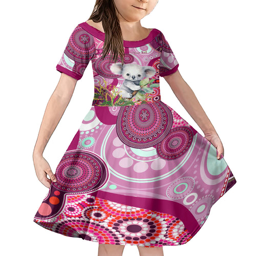 personalised-australia-family-matching-off-shoulder-maxi-dress-and-hawaiian-shirt-cute-koala-with-golden-wattle-indigenous-art