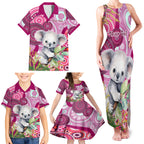 personalised-australia-family-matching-tank-maxi-dress-and-hawaiian-shirt-cute-koala-with-golden-wattle-indigenous-art
