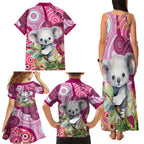 personalised-australia-family-matching-tank-maxi-dress-and-hawaiian-shirt-cute-koala-with-golden-wattle-indigenous-art