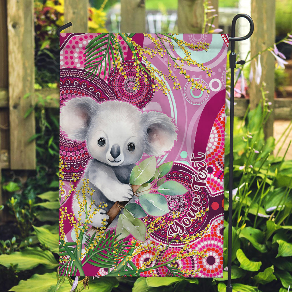 personalised-australia-garden-flag-cute-koala-with-golden-wattle-indigenous-art