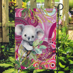 personalised-australia-garden-flag-cute-koala-with-golden-wattle-indigenous-art