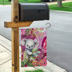 personalised-australia-garden-flag-cute-koala-with-golden-wattle-indigenous-art