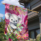 personalised-australia-garden-flag-cute-koala-with-golden-wattle-indigenous-art