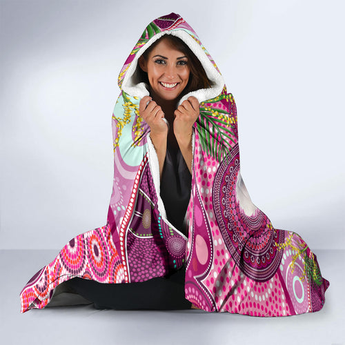 personalised-australia-hooded-blanket-cute-koala-with-golden-wattle-indigenous-art