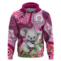 personalised-australia-hoodie-cute-koala-with-golden-wattle-indigenous-art