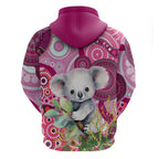 personalised-australia-hoodie-cute-koala-with-golden-wattle-indigenous-art