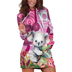 personalised-australia-hoodie-dress-cute-koala-with-golden-wattle-indigenous-art