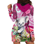 personalised-australia-hoodie-dress-cute-koala-with-golden-wattle-indigenous-art