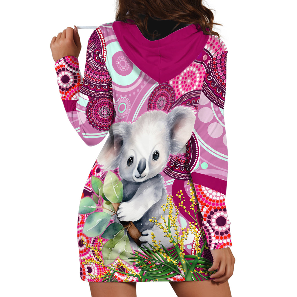 personalised-australia-hoodie-dress-cute-koala-with-golden-wattle-indigenous-art