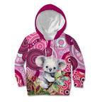 personalised-australia-kid-hoodie-cute-koala-with-golden-wattle-indigenous-art