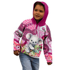 personalised-australia-kid-hoodie-cute-koala-with-golden-wattle-indigenous-art