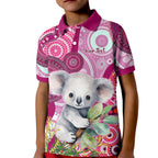 personalised-australia-kid-polo-shirt-cute-koala-with-golden-wattle-indigenous-art