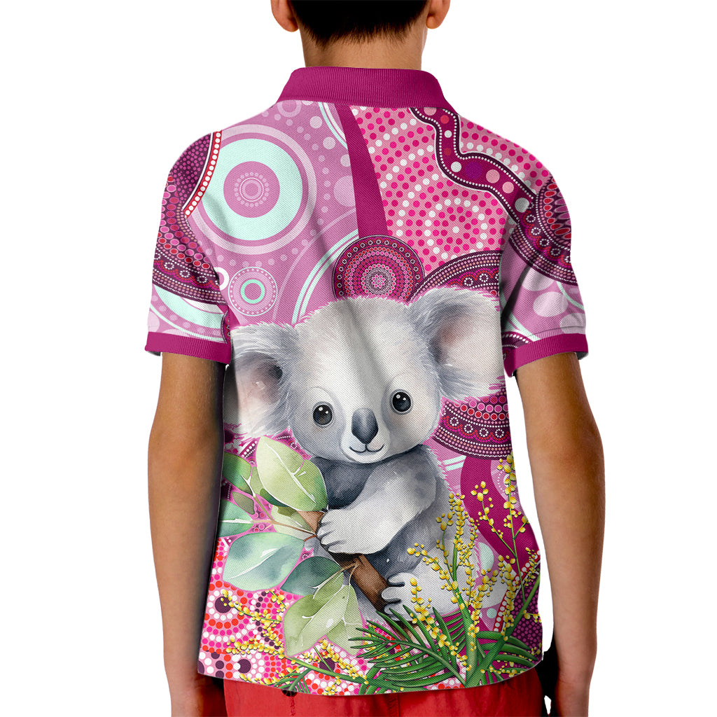 personalised-australia-kid-polo-shirt-cute-koala-with-golden-wattle-indigenous-art