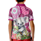 personalised-australia-kid-polo-shirt-cute-koala-with-golden-wattle-indigenous-art