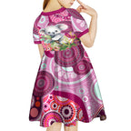 personalised-australia-kid-short-sleeve-dress-cute-koala-with-golden-wattle-indigenous-art