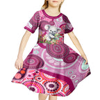 personalised-australia-kid-short-sleeve-dress-cute-koala-with-golden-wattle-indigenous-art
