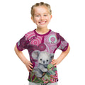 personalised-australia-kid-t-shirt-cute-koala-with-golden-wattle-indigenous-art
