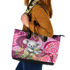 personalised-australia-leather-tote-bag-cute-koala-with-golden-wattle-indigenous-art