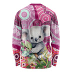 personalised-australia-long-sleeve-shirt-cute-koala-with-golden-wattle-indigenous-art