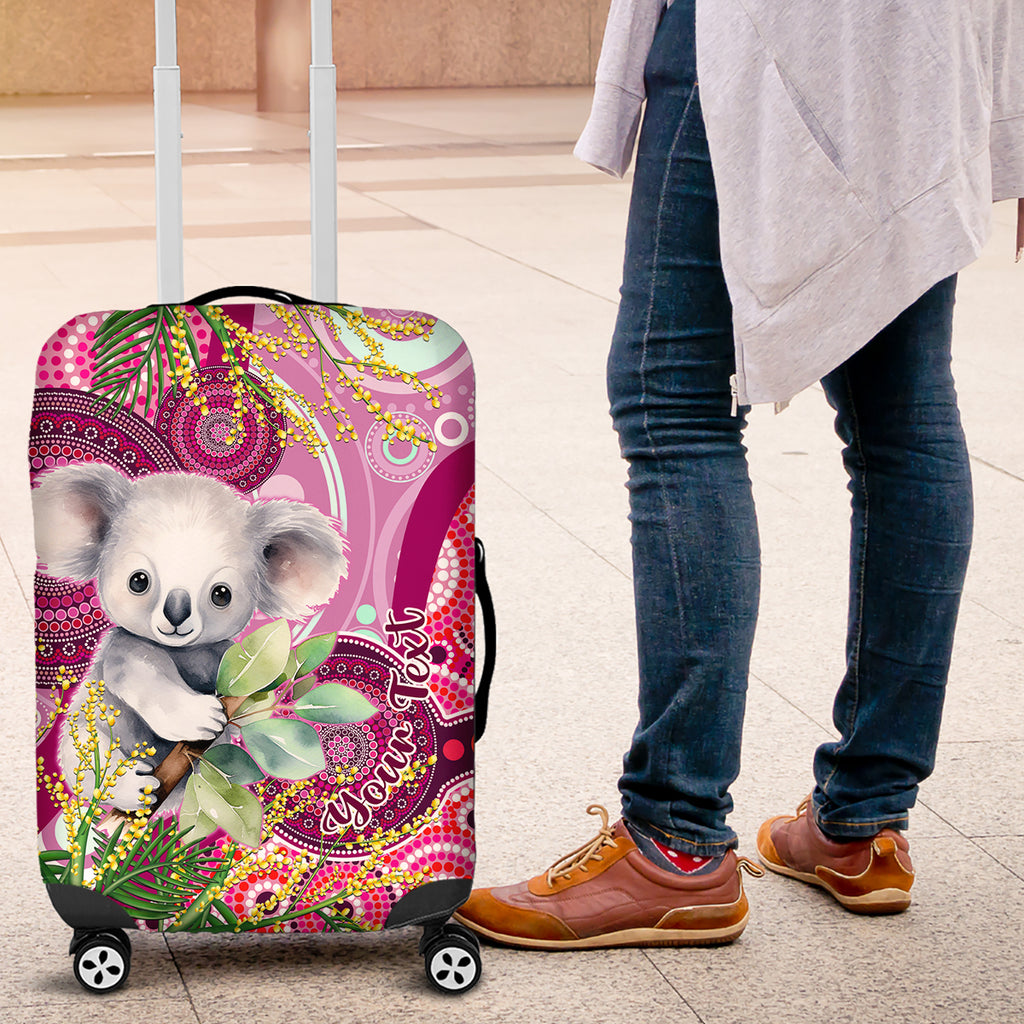 personalised-australia-luggage-cover-cute-koala-with-golden-wattle-indigenous-art
