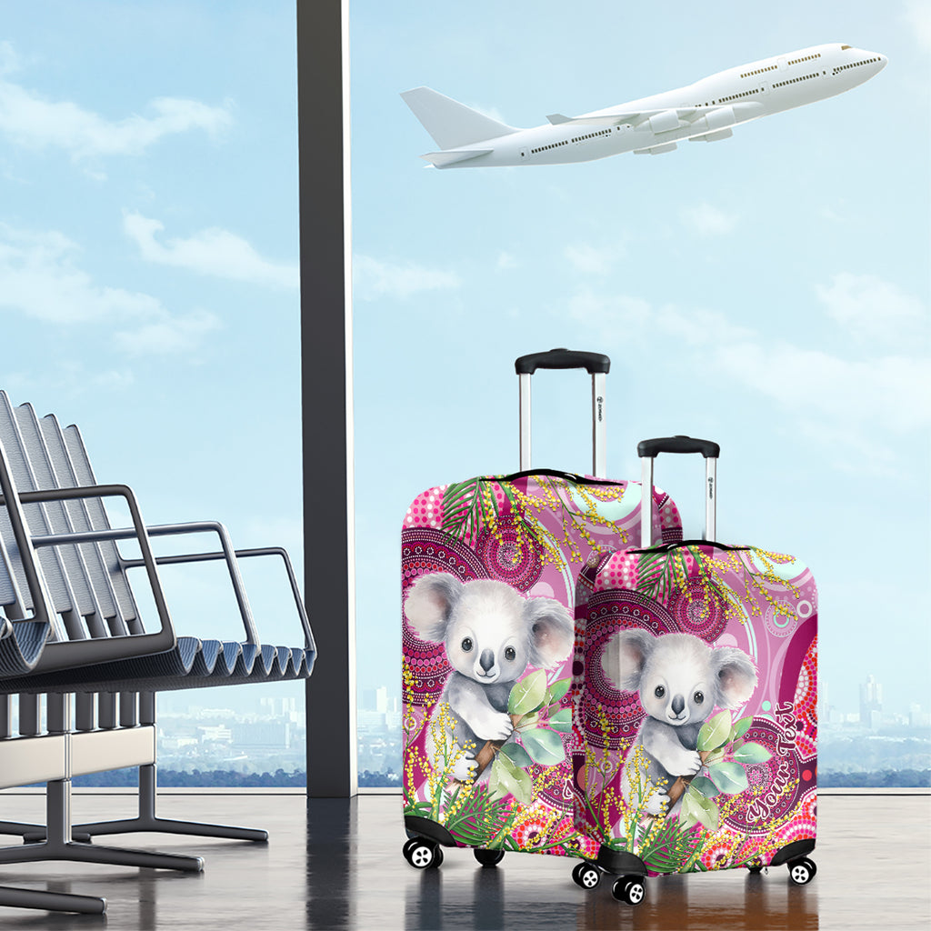personalised-australia-luggage-cover-cute-koala-with-golden-wattle-indigenous-art