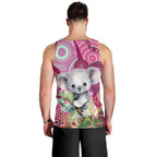 personalised-australia-men-tank-top-cute-koala-with-golden-wattle-indigenous-art