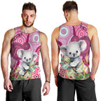 personalised-australia-men-tank-top-cute-koala-with-golden-wattle-indigenous-art
