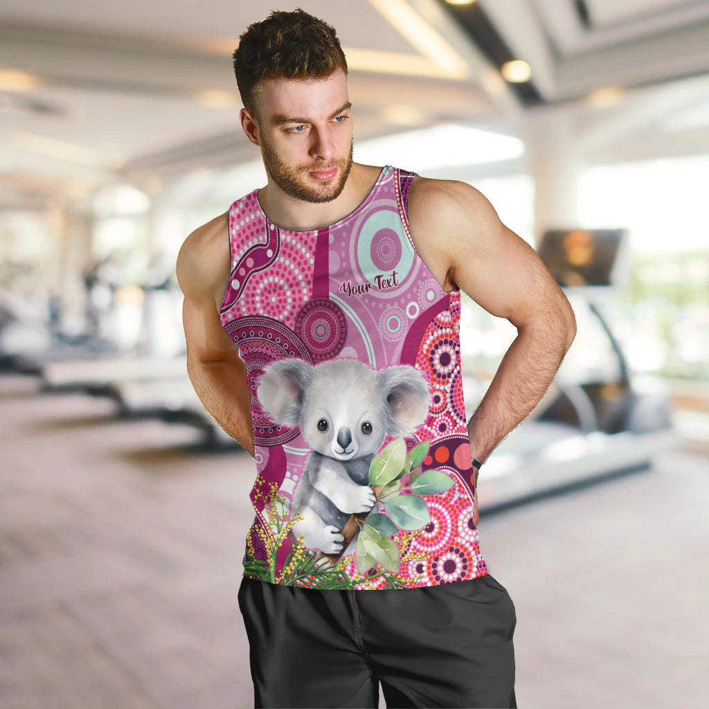 personalised-australia-men-tank-top-cute-koala-with-golden-wattle-indigenous-art