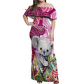 personalised-australia-off-shoulder-maxi-dress-cute-koala-with-golden-wattle-indigenous-art