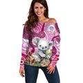personalised-australia-off-shoulder-sweater-cute-koala-with-golden-wattle-indigenous-art