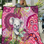 personalised-australia-quilt-cute-koala-with-golden-wattle-indigenous-art