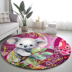 personalised-australia-round-carpet-cute-koala-with-golden-wattle-indigenous-art