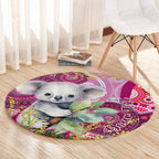 personalised-australia-round-carpet-cute-koala-with-golden-wattle-indigenous-art