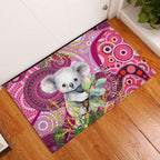 personalised-australia-rubber-doormat-cute-koala-with-golden-wattle-indigenous-art