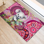 personalised-australia-rubber-doormat-cute-koala-with-golden-wattle-indigenous-art