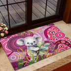 personalised-australia-rubber-doormat-cute-koala-with-golden-wattle-indigenous-art