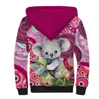 personalised-australia-sherpa-hoodie-cute-koala-with-golden-wattle-indigenous-art