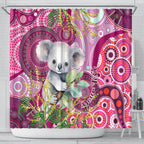 personalised-australia-shower-curtain-cute-koala-with-golden-wattle-indigenous-art