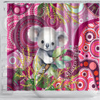 personalised-australia-shower-curtain-cute-koala-with-golden-wattle-indigenous-art
