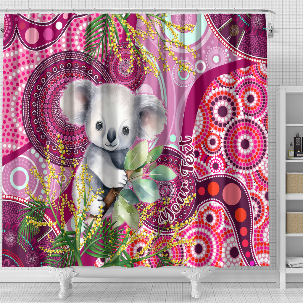 personalised-australia-shower-curtain-cute-koala-with-golden-wattle-indigenous-art