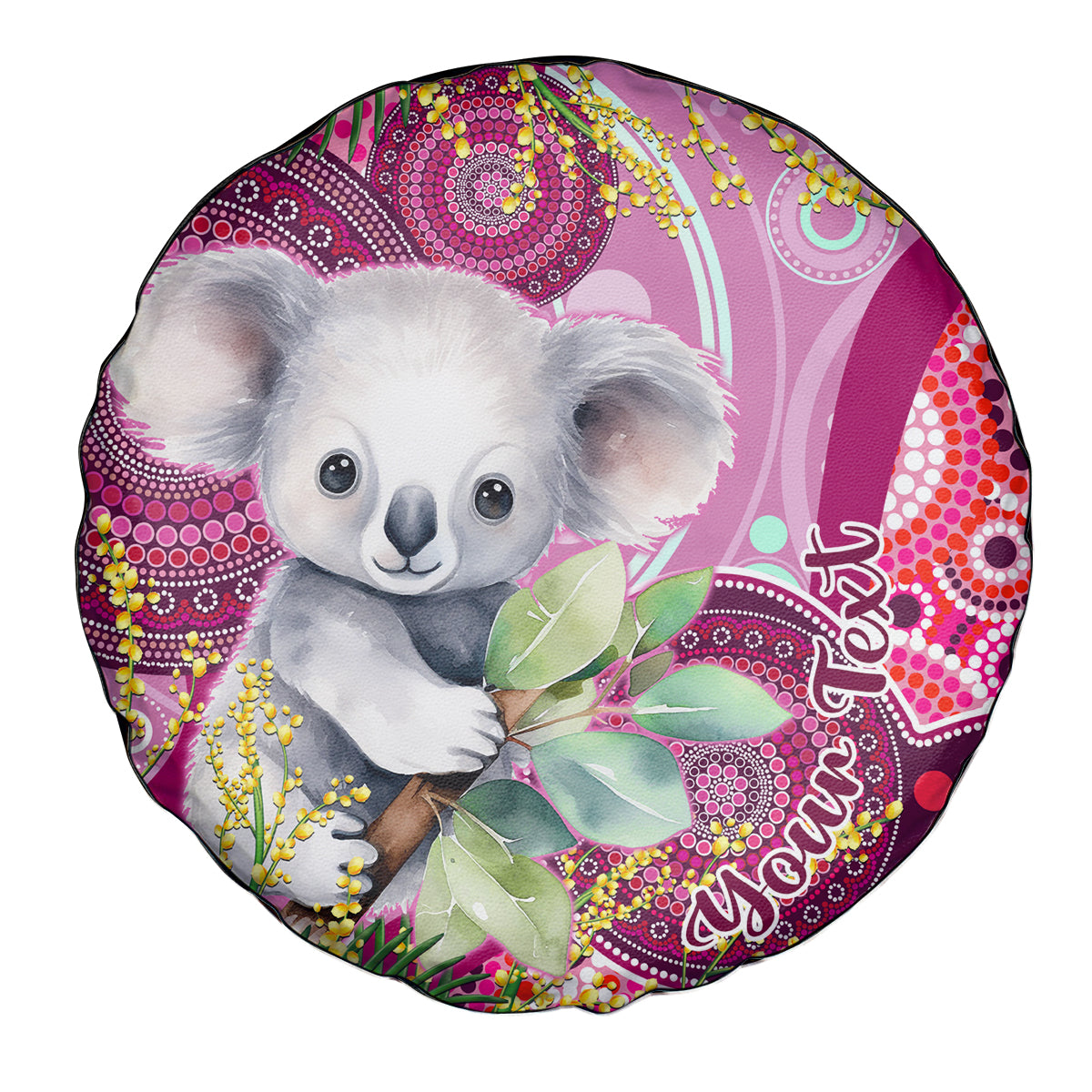 personalised-australia-spare-tire-cover-cute-koala-with-golden-wattle-indigenous-art