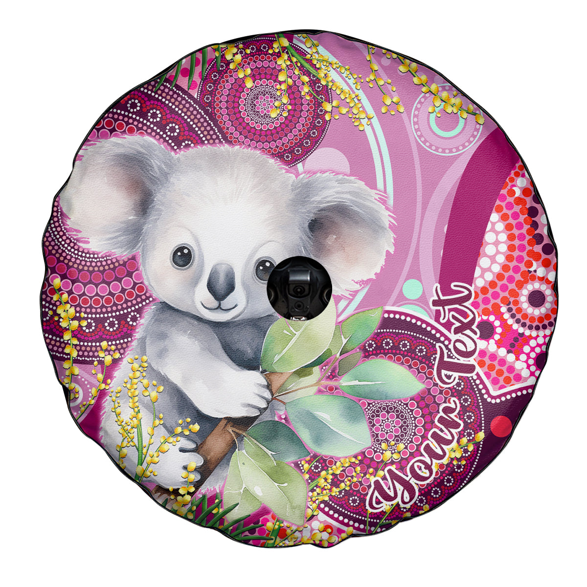 personalised-australia-spare-tire-cover-cute-koala-with-golden-wattle-indigenous-art