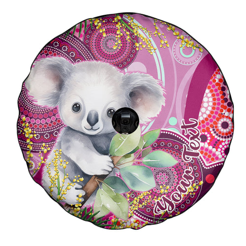 personalised-australia-spare-tire-cover-cute-koala-with-golden-wattle-indigenous-art
