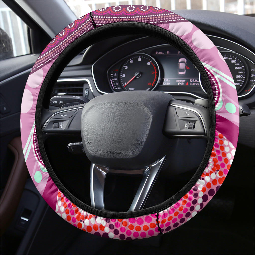 Australia Steering Wheel Cover Cute Koala With Golden Wattle Indigenous Art