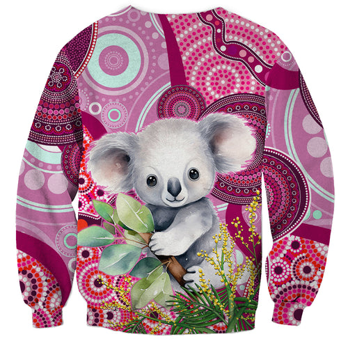 personalised-australia-sweatshirt-cute-koala-with-golden-wattle-indigenous-art