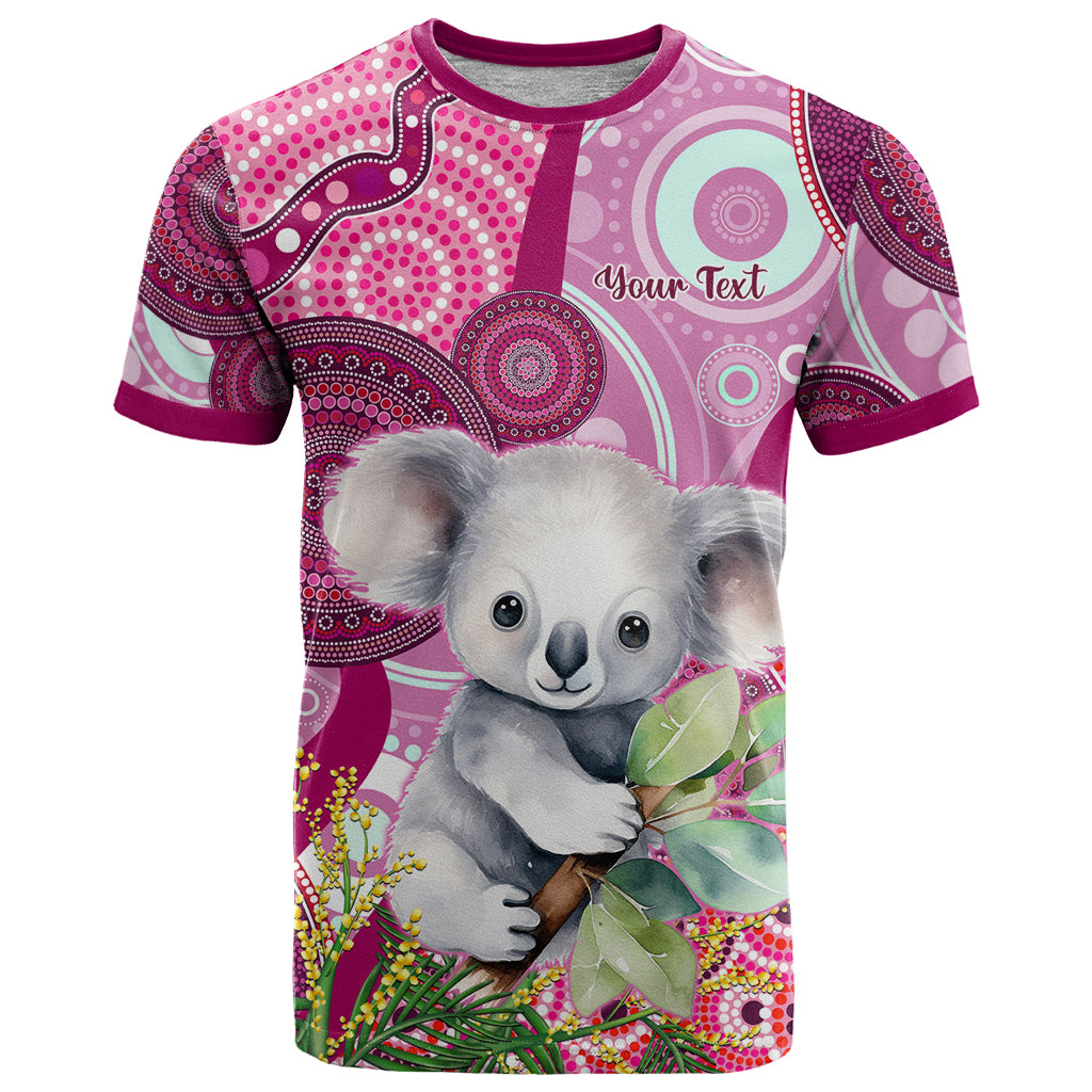 personalised-australia-t-shirt-cute-koala-with-golden-wattle-indigenous-art